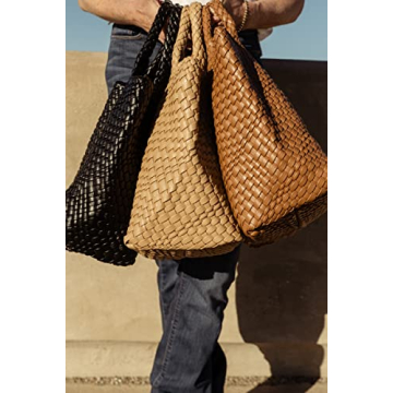 Stylish Woven Tote Bag with Wristlet for Women