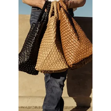 Stylish Woven Tote Bag with Wristlet for Women