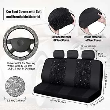 Bling Velvet Car Seat Covers Full Set for Women