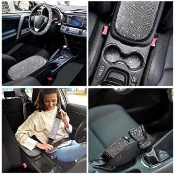 Bling Velvet Car Seat Covers Full Set for Women