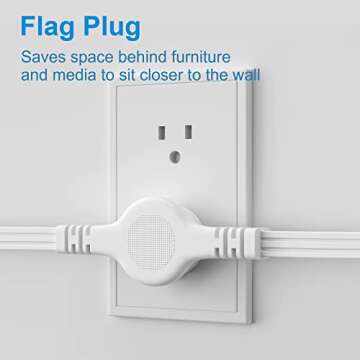 Twin Extension Cord Power Strip 12 Feet 6 Outlets Indoor