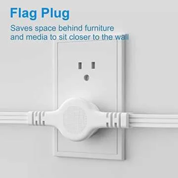 Twin Extension Cord Power Strip 12 Feet 6 Outlets Indoor