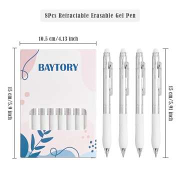BAYTORY 8Pcs Fine Point Erasable Gel Pens, 0.5mm Retractable Black and Blue Ink Pen, Smooth Writhing...