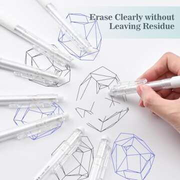 BAYTORY 8Pcs Fine Point Erasable Gel Pens, 0.5mm Retractable Black and Blue Ink Pen, Smooth Writhing Comfortable to Use for Taking Marking Planner Crossword Puzzles (White)