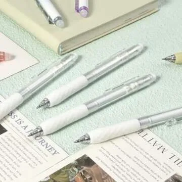 BAYTORY 8Pcs Fine Point Erasable Gel Pens, 0.5mm Retractable Black and Blue Ink Pen, Smooth Writhing Comfortable to Use for Taking Marking Planner Crossword Puzzles (White)