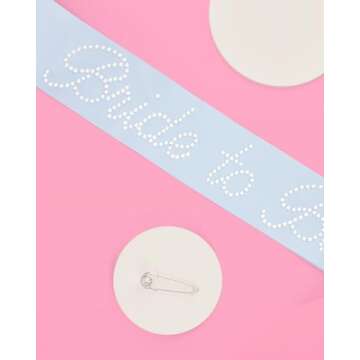 xo, Fetti Bachelorette Blue Pearl Bride to Be Sash | Bach Party Decorations, Engagement Supplies, So...