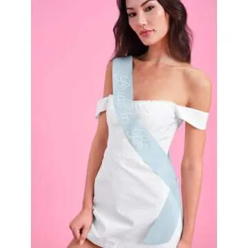 xo, Fetti Bachelorette Blue Pearl Bride to Be Sash | Bach Party Decorations, Engagement Supplies, Something Blue Bridal Shower Gift, Bridesmaid Favors