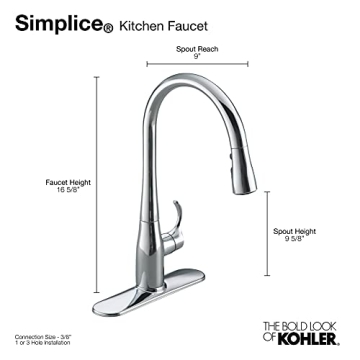 KOHLER Pull Down Kitchen Faucet with 3 Spray Functions