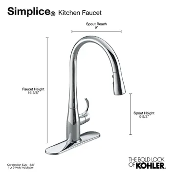 KOHLER Pull Down Kitchen Faucet with 3 Spray Functions