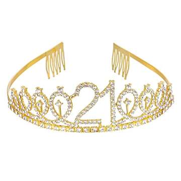 21st Birthday Decorations for Her, Birthday Sash & Tiara Set, Happy Birthday Gifts, Birthday Sash an...