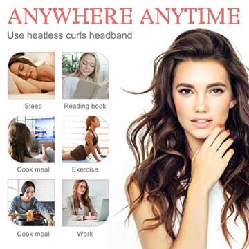 Muleug,Heatless Hair Curler to Sleep in Overnight,Silk Ribbon Heatless Curls for Women Long Hair Styling Tools,Heatless Curling Rod Headband with Scrunchies Hair Clips