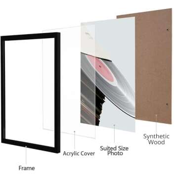 eletecpro 12.5x12.5 Black Record Frame, Sturdy and Lightweight, PVC Album Frame Made to Display Viny...