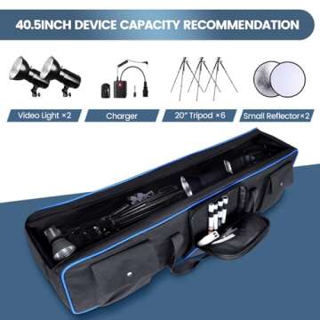 YOREPEK Tripod Carrying Case Bag 40.5", Resistant Light Stand Bag with 2 Protective Pads, Photo Studio Equipment Case fit Tripods Manfrotto, Monopods, Speaker Stands, Umbrellas, Accessories, Travel