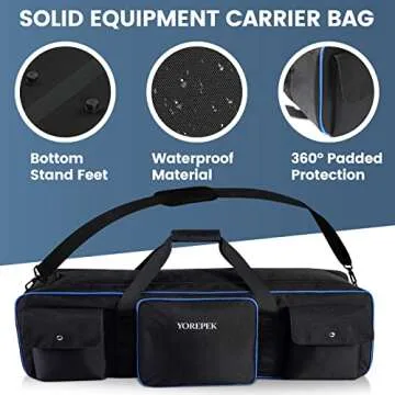 YOREPEK Tripod Carrying Case Bag 40.5", Resistant Light Stand Bag with 2 Protective Pads, Photo Studio Equipment Case fit Tripods Manfrotto, Monopods, Speaker Stands, Umbrellas, Accessories, Travel