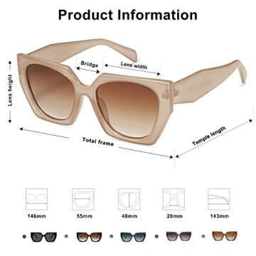 SOJOS Trendy Oversized Polarized Sunglasses Womens Big Square Cateye Sunnies, Lentes de sol para mujer SJ2205, Light Brown/Brown