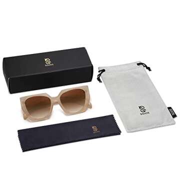 SOJOS Trendy Oversized Polarized Sunglasses Womens Big Square Cateye Sunnies, Lentes de sol para mujer SJ2205, Light Brown/Brown