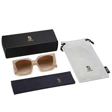 SOJOS Trendy Oversized Polarized Sunglasses Womens Big Square Cateye Sunnies, Lentes de sol para mujer SJ2205, Light Brown/Brown