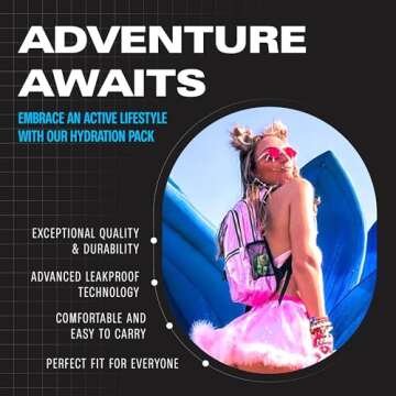 SOJOURNER Rave Hydration Pack Backpack - 2L Water Bladder Included for Festivals, Raves, Hiking, Biking, Climbing, Running and More (Medium) (Holographic - Pink)