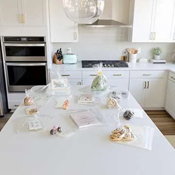 TATTI 200 Pack Clear Cellophane Bags for Favors - Transparent Goodie Bags for Birthday Party, 4x6 Inch Clear Bags with 5-Inch Twist Ties - Candy, Treat, Cookie Bags for Gift Giving