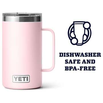 YETI Rambler 24 oz Mug, Vacuum Insulated, Stainless Steel with MagSlider Lid, Ice Pink