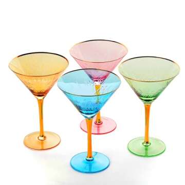Vintage Art Deco Martini Glasses Set of 4 Crystal Cocktails