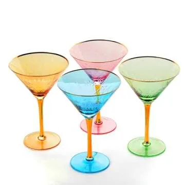 Vintage Art Deco Martini Glasses Set of 4 Crystal Cocktails