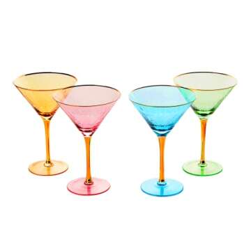 Vintage Art Deco Martini Glasses Set of 4 Crystal Cocktails