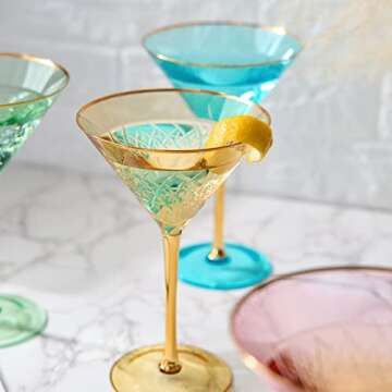 Vintage Art Deco Martini Glasses Set of 4 Crystal Cocktails