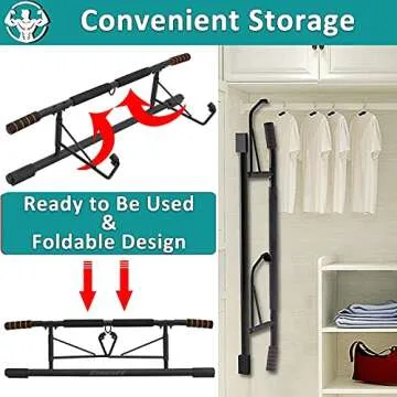 KOMSURF Pull up Bar Doorway, Door Pullup Chin up Bar Home, Multifunctional Portable Dip bar Fitness, Exercise Equipment Body Gym System No Screws Trainer