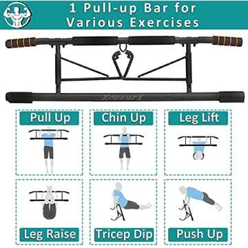 KOMSURF Pull up Bar Doorway, Door Pullup Chin up Bar Home, Multifunctional Portable Dip bar Fitness, Exercise Equipment Body Gym System No Screws Trainer