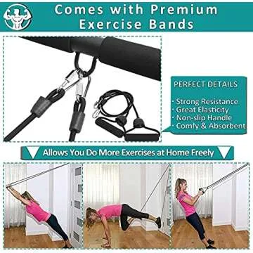 KOMSURF Pull up Bar Doorway, Door Pullup Chin up Bar Home, Multifunctional Portable Dip bar Fitness, Exercise Equipment Body Gym System No Screws Trainer