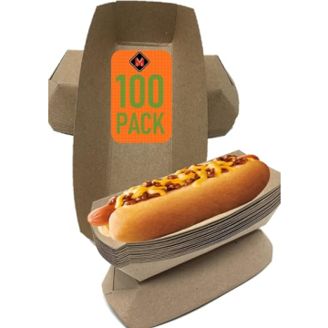 Mr Miracle 7 Inch Paper Hot Dog Tray - Eco-Friendly & Durable - Pack of 100
