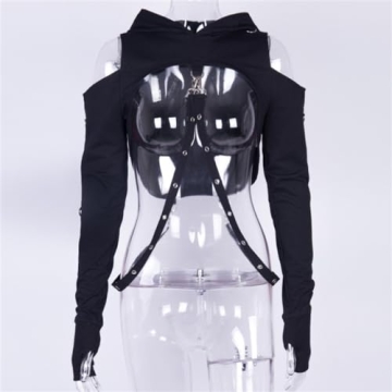 Gothic Punk Hoodies for Women - Trendy Cropped Sweatshirt