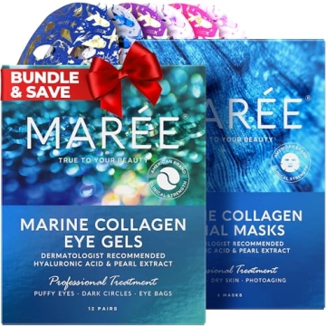 MAREE Eye Gels & Facial Masks Bundle - Under Eye Gels for Puffy Eyes and Dark Circles, Sheet Moistur...