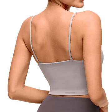 Summer Workout Tops for Women Sports Bras Camisole Crop Padded Tank Tops Cute Cami Shirts Clothes for Teen Girls Grey
