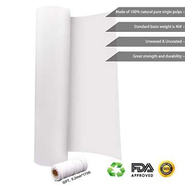 YRYM HT White Kraft Butcher Paper Roll -18 inch x 2100 inch (176 ft) Food Grade White Wrapping Paper for Meats of All Varieties - Unbleached Unwaxed and Uncoated