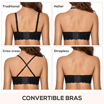 DOBREVA Women's Strapless Lace Bra for Big Busts