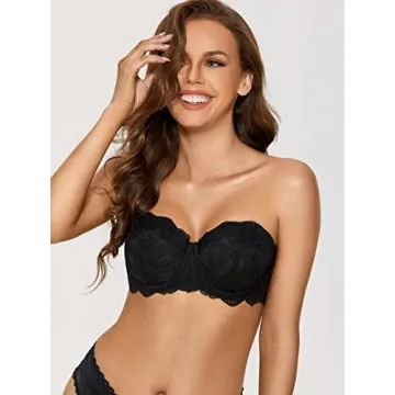 DOBREVA Women's Strapless Lace Bra for Big Busts