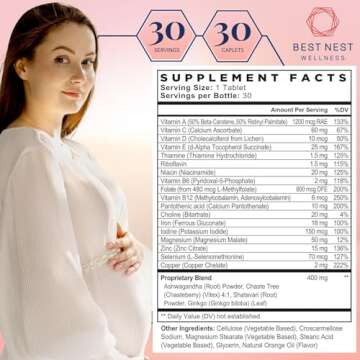 Best Nest Wellness Women's Fertility - Daily Multivitamin for Pregnancy Support - Supplement with Me...