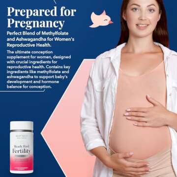 Best Nest Wellness Women's Fertility - Daily Multivitamin for Pregnancy Support - Supplement with Methylated Vitamins Aids Conception - Nutritional Supplement with Ashwagandha & Folate - 30 Tablets