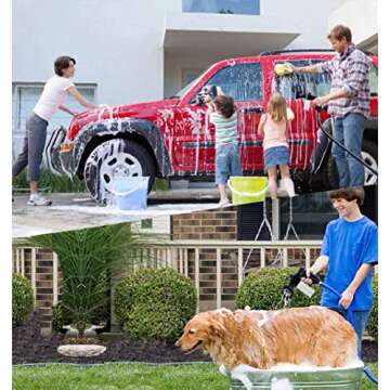 Hjkiopc Garden Hose Nozzle Adjustable Hose Spray Nozzle High Pressure 8 Watering Pattern with 3.5Oz Soap Sprayer Power Garden Water Hose Foam Nozzle Sprayer for Car Washing Pet Shower Black