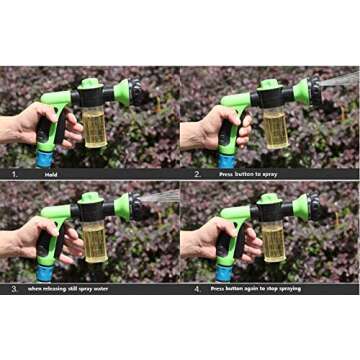 Hjkiopc Garden Hose Nozzle Adjustable Hose Spray Nozzle High Pressure 8 Watering Pattern with 3.5Oz Soap Sprayer Power Garden Water Hose Foam Nozzle Sprayer for Car Washing Pet Shower Black