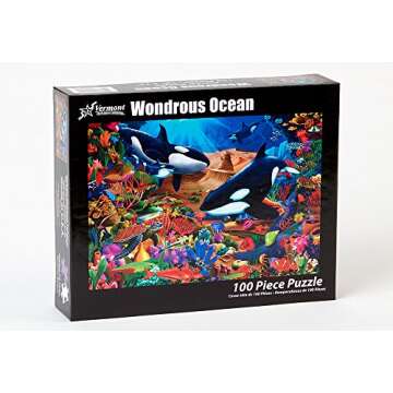 Vermont Christmas Company Wondrous Ocean Jigsaw Puzzle 100 Piece, Large Pieces Perfect for Kids and ...