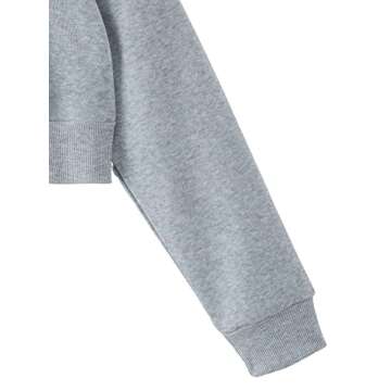 SweatyRocks Women's Long Sleeve Drawstring Full Zip Hooded Jacket Crop Sweatshirt Light Grey M