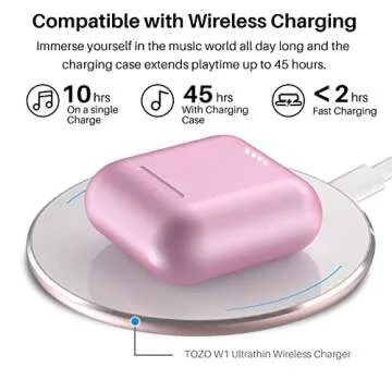 TOZO T6 True Wireless Earbuds Bluetooth 5.3 Headphones Touch Control with Wireless Charging Case IPX8 Waterproof Stereo Earphones in-Ear Built-in Mic Headset Premium Deep Bass 32 EQs via APP