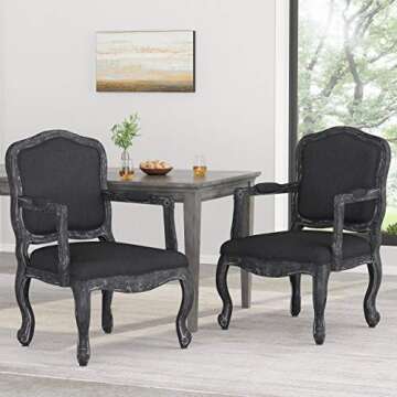 Christopher Knight Home Andrea Upholstered Dining Armchair - Wood - Black/Gray (Set of 2)