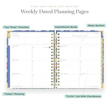 Day Designer 2024 Weekly Planner, January 2024 - December 2024, 7.4x9.5 Page Size, Wildflowers Glossy Laminated Cover (Wildflowers)