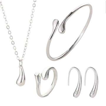 Elegant BCCloud 4PCS 925 Silver Jewelry Set