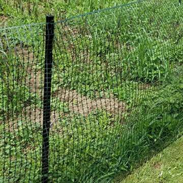 BOEN Garden Fence Temporary Barrier Outdoor Fence for Dog, Rabbit or Deer, Garden Netting Plastic Mesh Plant Protection (40" x 25', Black)