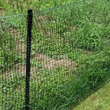BOEN Garden Fence Temporary Barrier Outdoor Fence for Dog, Rabbit or Deer, Garden Netting Plastic Mesh Plant Protection (40" x 25', Black)
